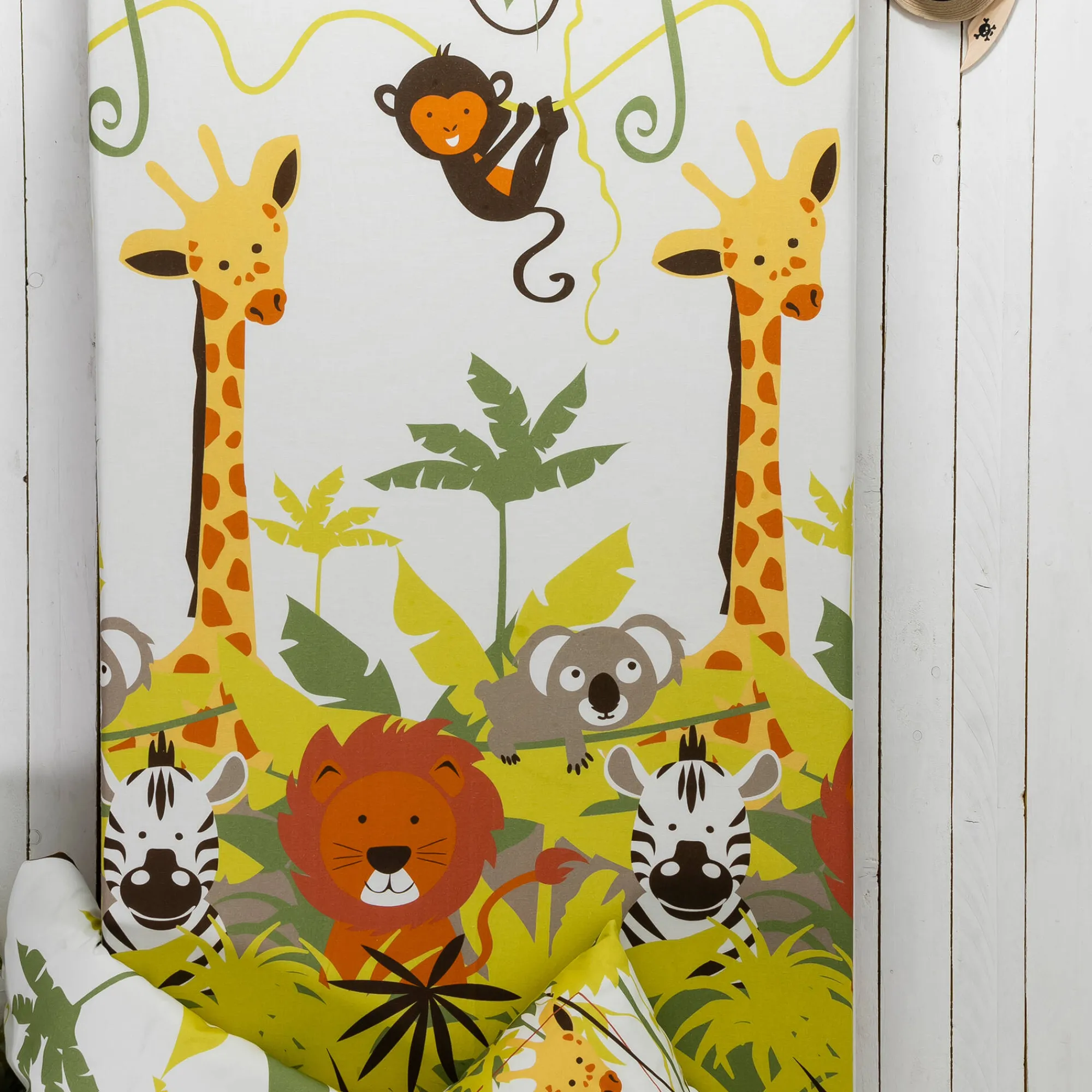 Bedlinnenset Kids|Bedlinnenset Kids<Colombine des petits Bedlinnen voor kinderen Jungle, met dierenprint, voor 1 persoon - katoen beige