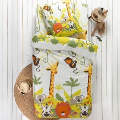 Bedlinnenset Kids|Bedlinnenset Kids<Colombine des petits Bedlinnen voor kinderen Jungle, met dierenprint, voor 1 persoon - katoen beige