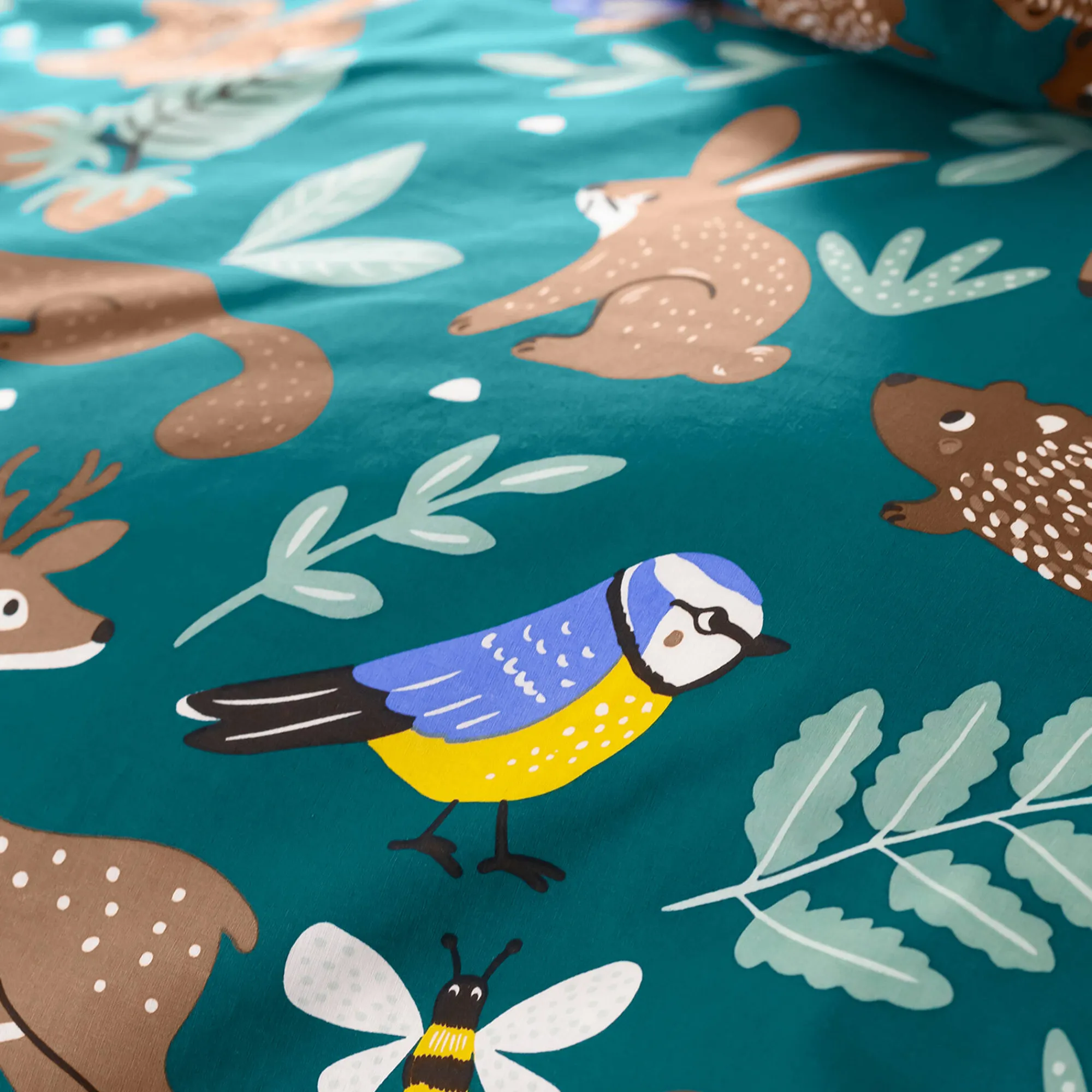 Bedlinnenset Kids|Bedlinnenset Kids<Colombine des petits Bedlinnen voor kinderen met knuffelbeer motief in biologisch katoen, eco-verantwoord groen