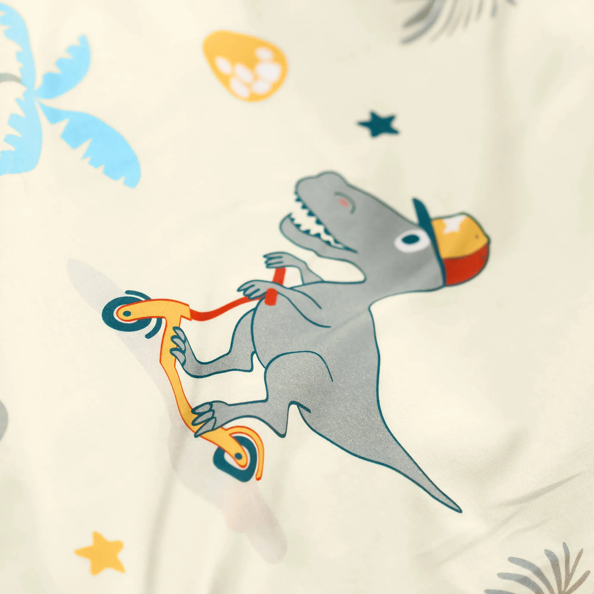 Bedlinnenset Kids|Bedlinnenset Kids<Colombine des petits Bedlinnen voor kinderen met skatemotieven, Dinoroul, 1 persoon - katoen wit