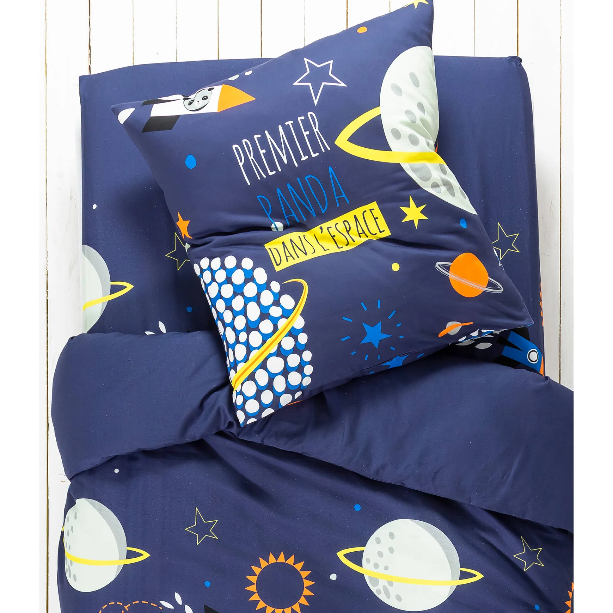 Bedlinnenset Kids|Bedlinnenset Kids<Colombine des petits Bedlinnen voor kinderen Pao - katoen met ruimteprint marine