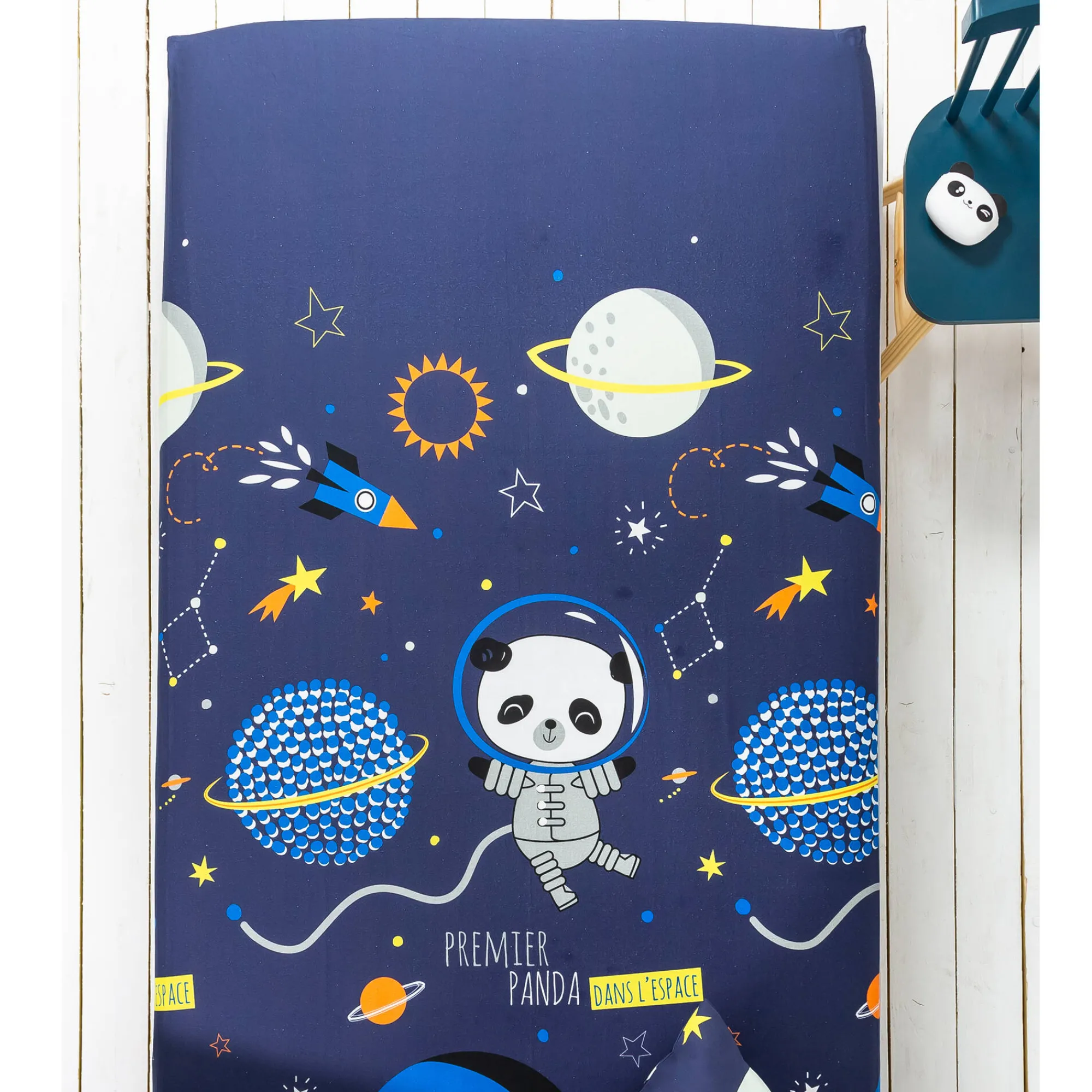 Bedlinnenset Kids|Bedlinnenset Kids<Colombine des petits Bedlinnen voor kinderen Pao - katoen met ruimteprint marine