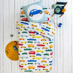 Bedlinnenset Kids|Bedlinnenset Kids<Colombine des petits Bedlinnen voor kinderen Vroum, katoen - autoprint wit