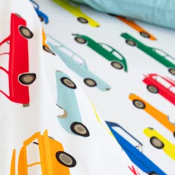 Bedlinnenset Kids|Bedlinnenset Kids<Colombine des petits Bedlinnen voor kinderen Vroum, katoen - autoprint wit
