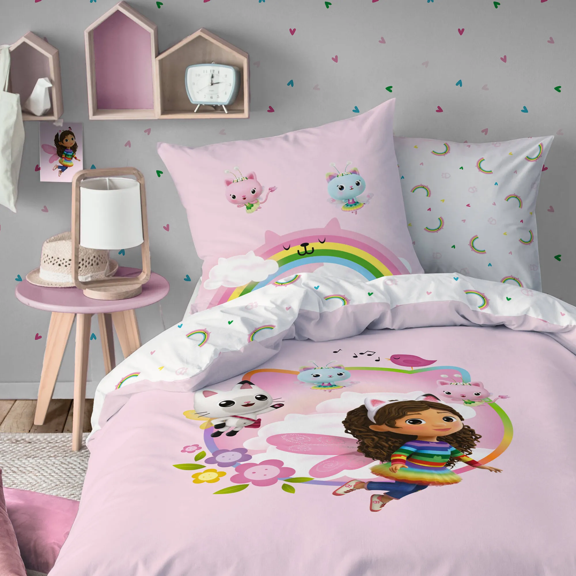Bedlinnenset Kids|Delige Bedlinnenset<Gabby et la maison magique Bedlinnenset Gabby en het Magische huis® katoen roze / wit