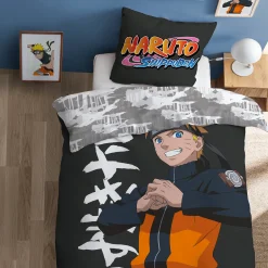 Bedlinnenset Kids|Delige Bedlinnenset<Naruto Bedlinnenset ® katoen zwart / oranje