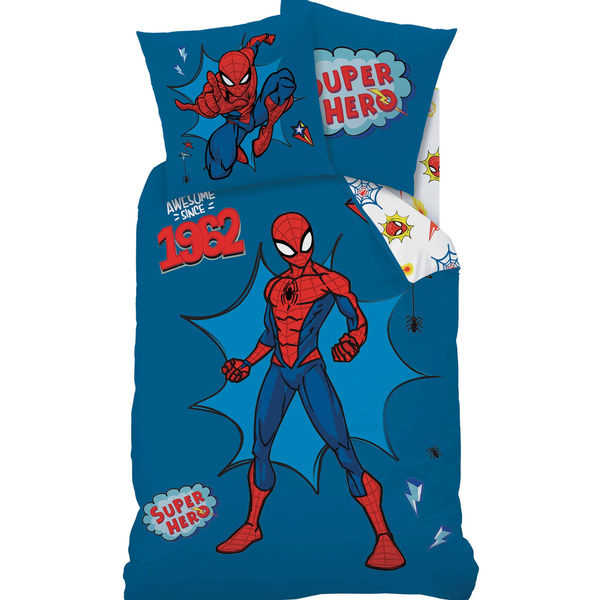 Bedlinnenset Kids|Delige Bedlinnenset<Spiderman Bedlinnenset super hero - katoen blauw