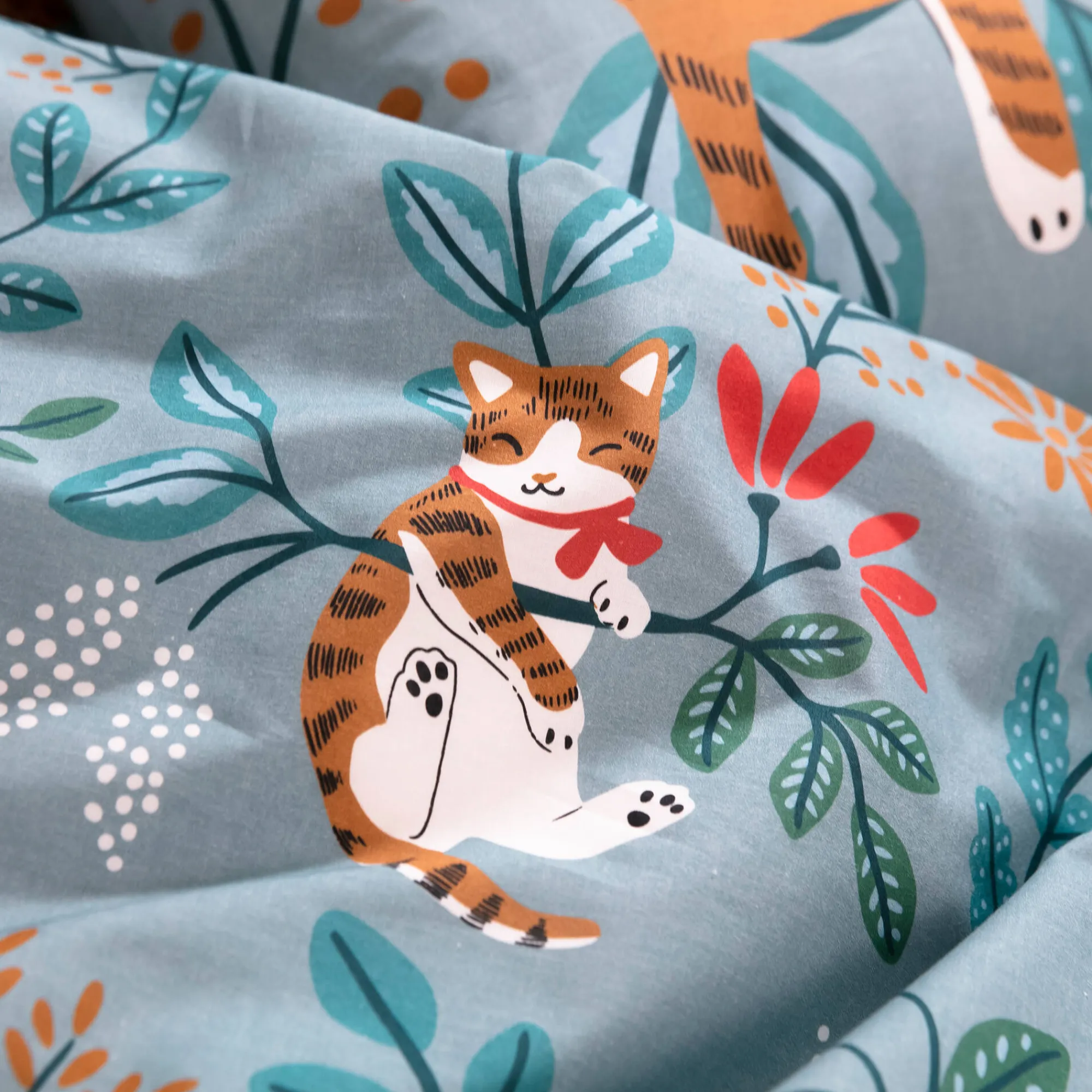Bedlinnenset Kids|Bedlinnenset Kids<Colombine des petits Bedrukt bedlinnen Chätaigne - katoen celadon