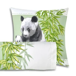 Fantasie Bedlinnen|Vlak Laken<Blancheporte Bedrukt bedlinnen Pandas in polykatoen groen