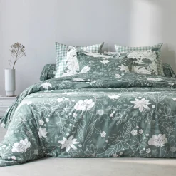 Fantasie Bedlinnen|Vlak Laken<Blancheporte Bedrukt bedlinnen Pénélope, in katoen eucalyptus