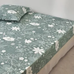 Fantasie Bedlinnen|Vlak Laken<Blancheporte Bedrukt bedlinnen Pénélope, in katoen eucalyptus