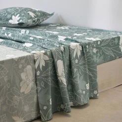 Fantasie Bedlinnen|Vlak Laken<Blancheporte Bedrukt bedlinnen Pénélope, in katoen eucalyptus