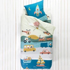 Bedlinnenset Kids|Bedlinnenset Kids<Colombine des petits Bedrukt bedlinnen voor kinderen Trafic, 1 persoon - katoen beige
