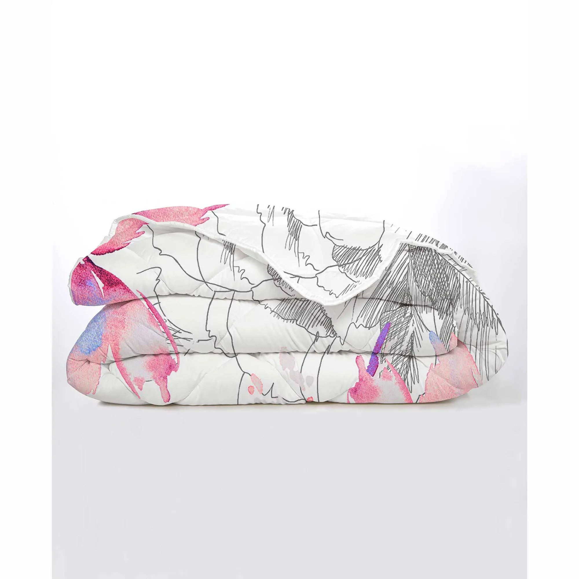Dekbed<Blancheporte Bedrukt dekbed in katoen Fleurs 200g/m2 rood / grijs