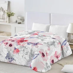Dekbed<Blancheporte Bedrukt dekbed in katoen Fleurs 400g/m2 rood / grijs