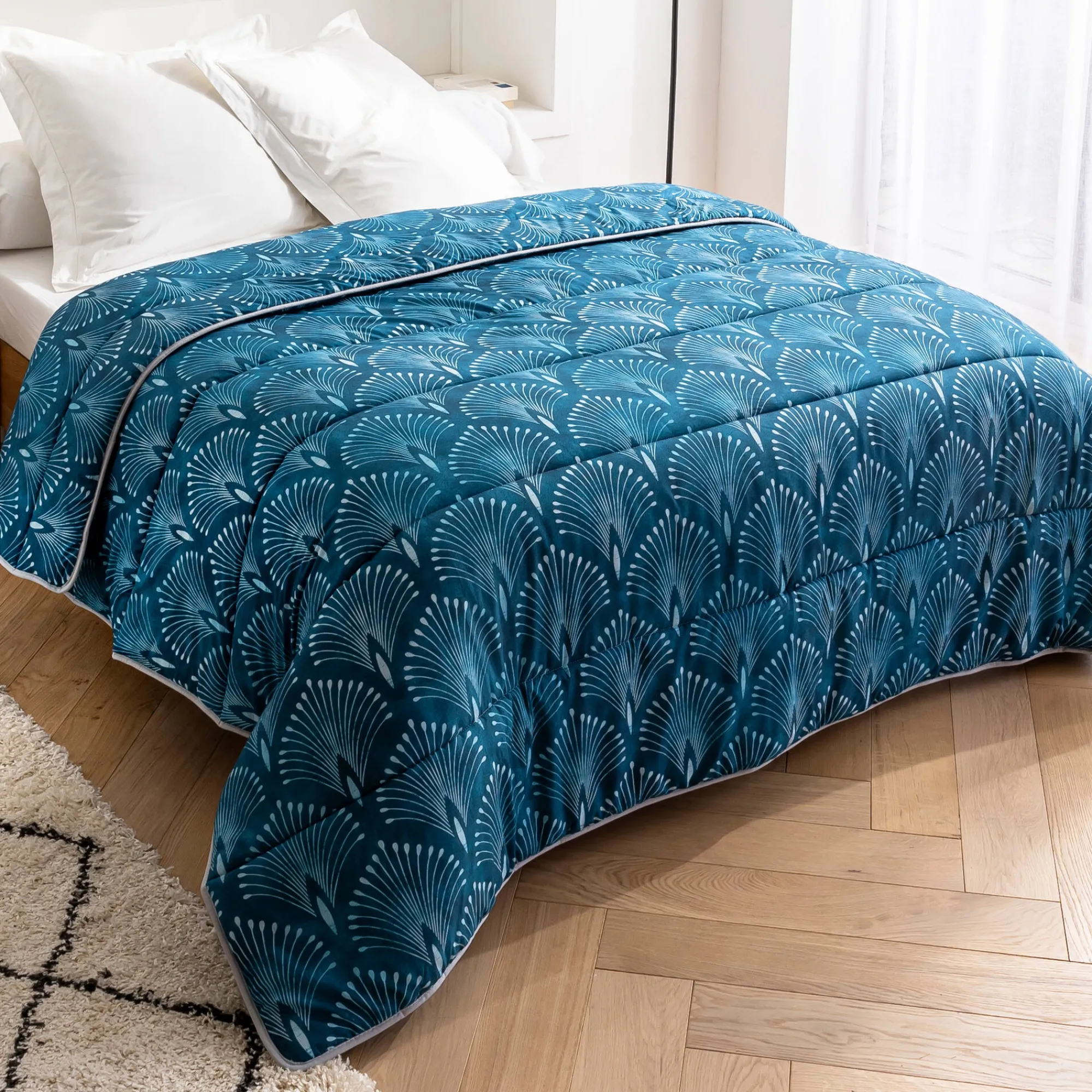 Dekbed<Blancheporte Bedrukt dekbed in katoen Palmito 400 g/m2 blauw