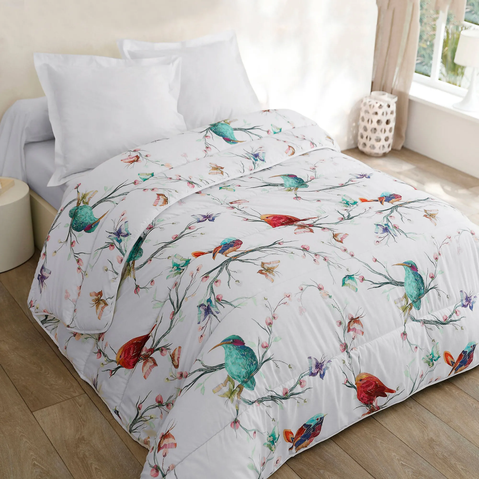 Dekbed<Blancheporte Bedrukt dekbed in katoen Oiseaux 200 g/m2 wit