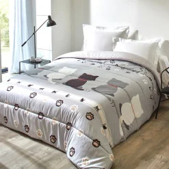 Dekbed<Blancheporte Bedrukt dekbed in microvezel Chat 200g/m2 wit