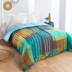 Dekbed<Blancheporte Bedrukt dekbed in microvezel, Savane - 400g/m2 smaragd