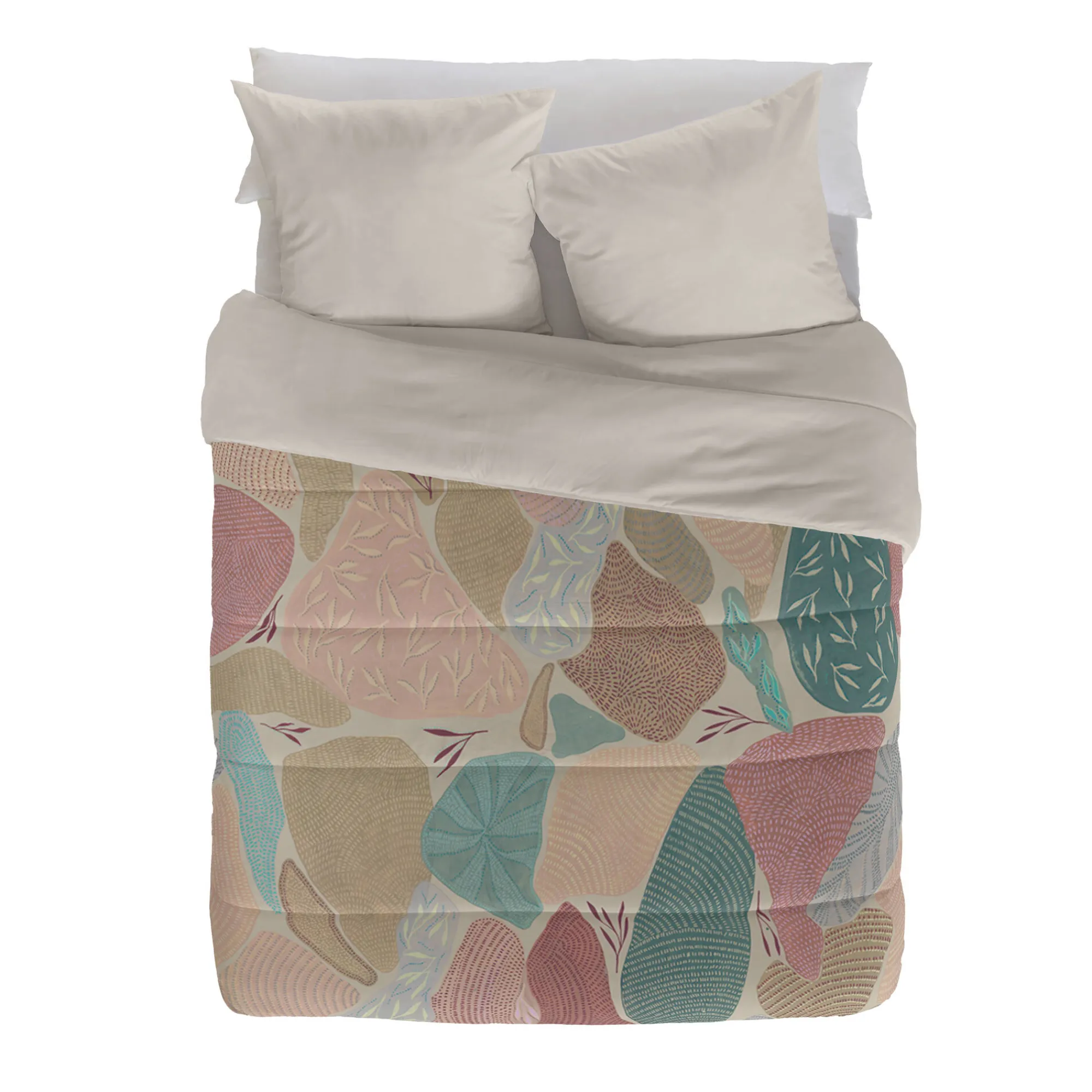 Dekbed<Blancheporte Bedrukt dekbed in microvezel Catalan 200 g/m² blauw / roze