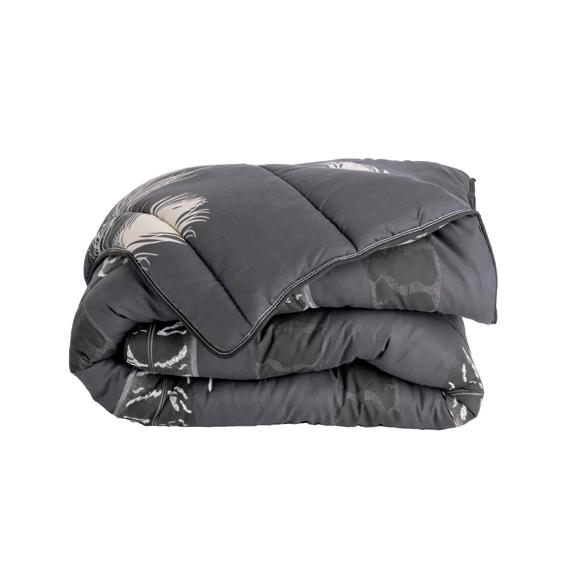 Dekbed<Blancheporte Bedrukt dekbed in microvezel Plumes 200g/m2 zwart