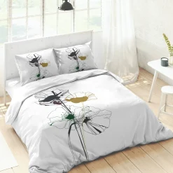Delige Bedlinnenset|Kussensloop<Blancheporte Bedrukt katoenen Poppy beddengoed wit