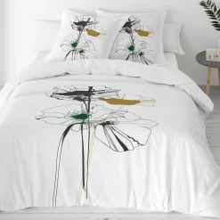 Delige Bedlinnenset|Kussensloop<Blancheporte Bedrukt katoenen Poppy beddengoed wit