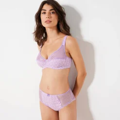 Slip En Shorty<Confidence Lingerie Bedrukt maxibroekje in katoen en kant Tropea - set van 4 koraal + mauve