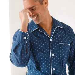 Pyjama En Kamerjas<Blancheporte Bedrukt pyjamajasje - popeline van polykatoen marine