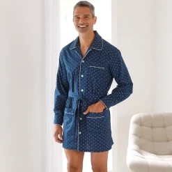 Pyjama En Kamerjas<Blancheporte Bedrukt pyjamajasje - popeline van polykatoen marine
