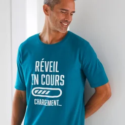 Pyjama En Kamerjas<Blancheporte Bedrukt pyjamashirt in maximodel 'réveil en cours' eendenblauw