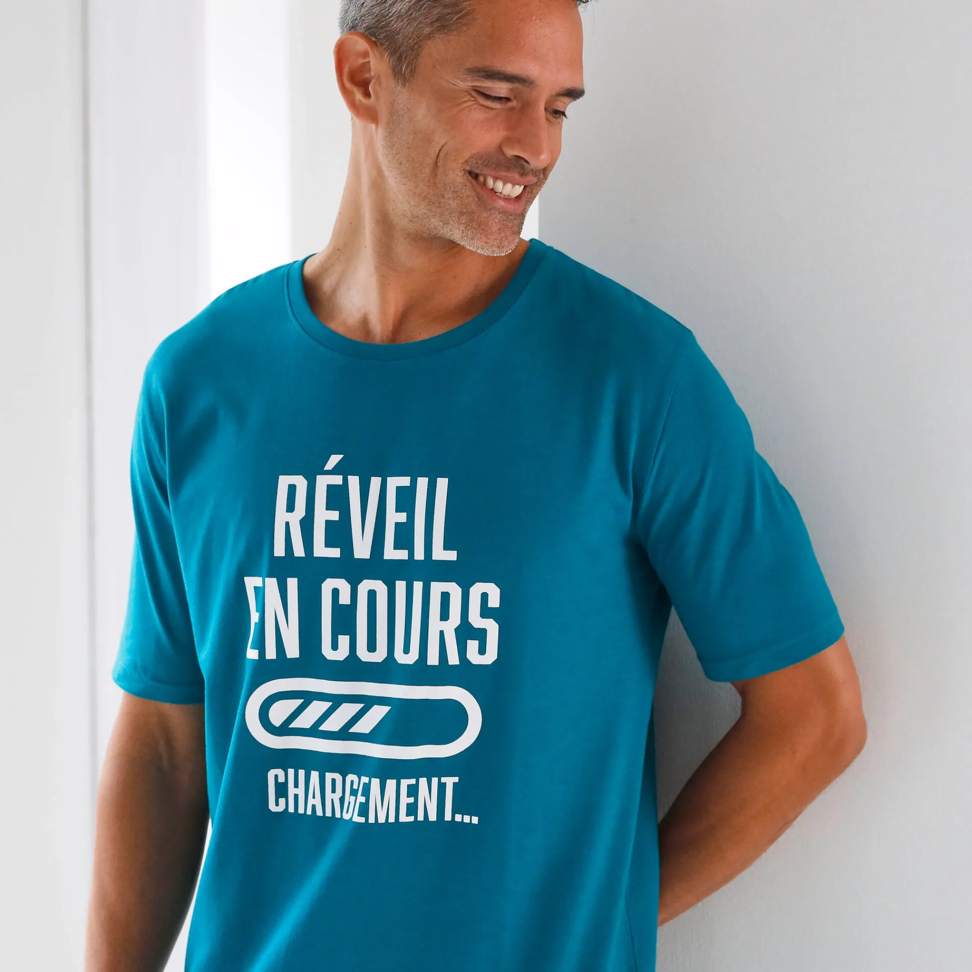 Pyjama En Kamerjas<Blancheporte Bedrukt pyjamashirt in maximodel 'réveil en cours' eendenblauw