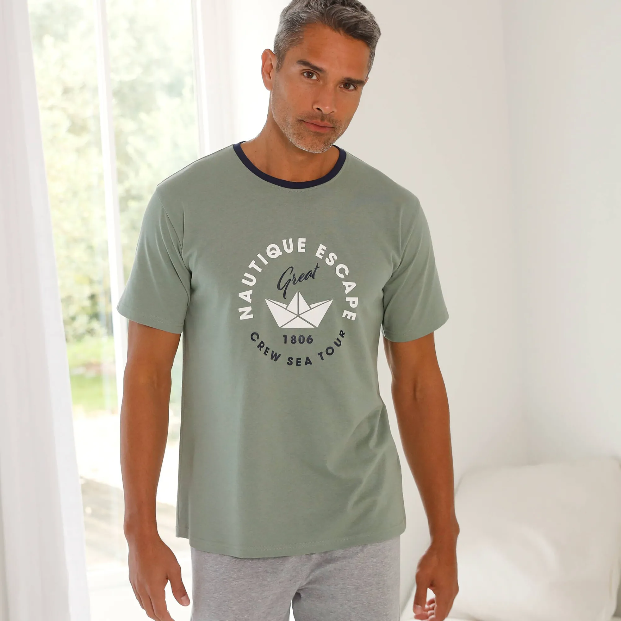 Pyjama En Kamerjas<Blancheporte Bedrukt pyjamashirt met korte mouwen groen