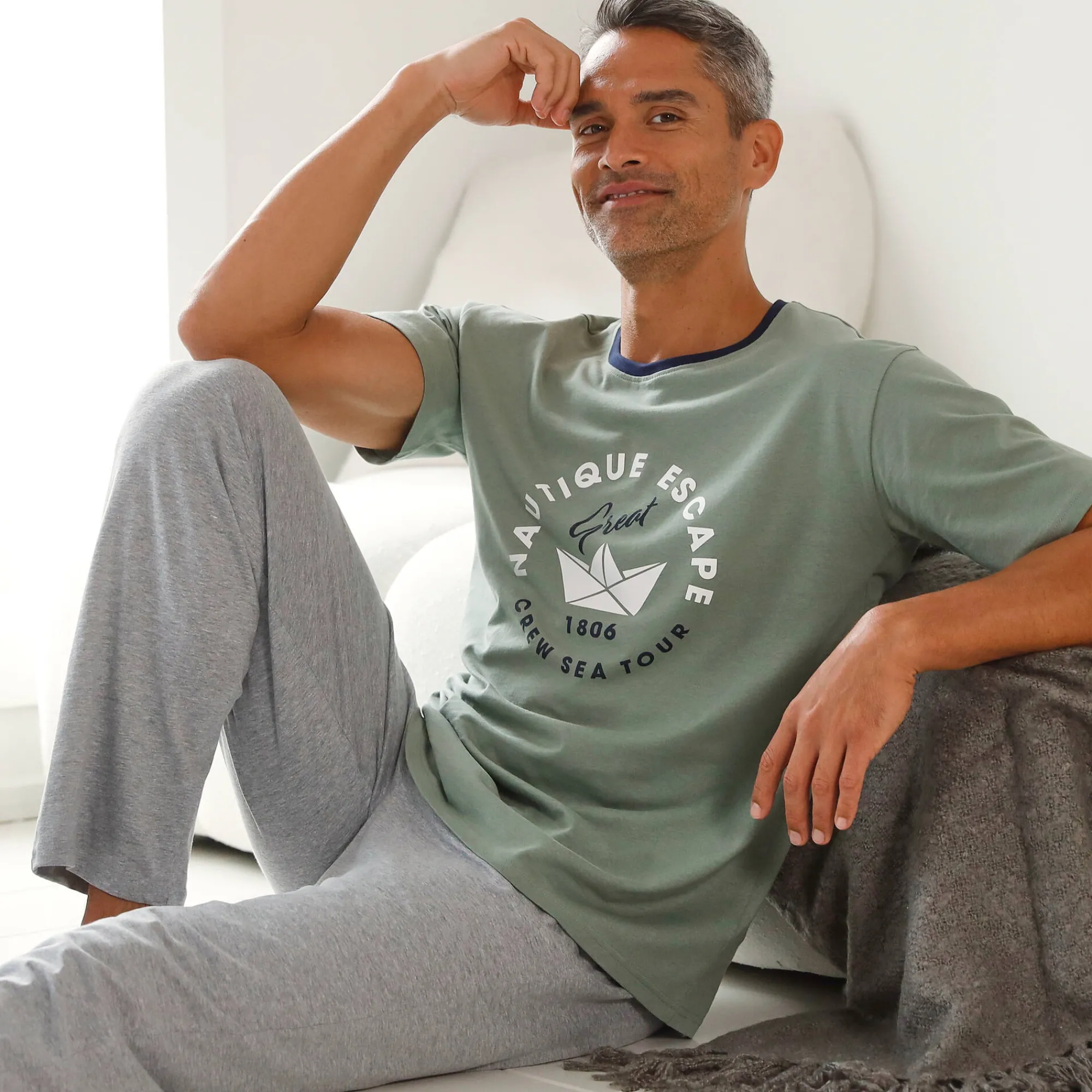 Pyjama En Kamerjas<Blancheporte Bedrukt pyjamashirt met korte mouwen groen