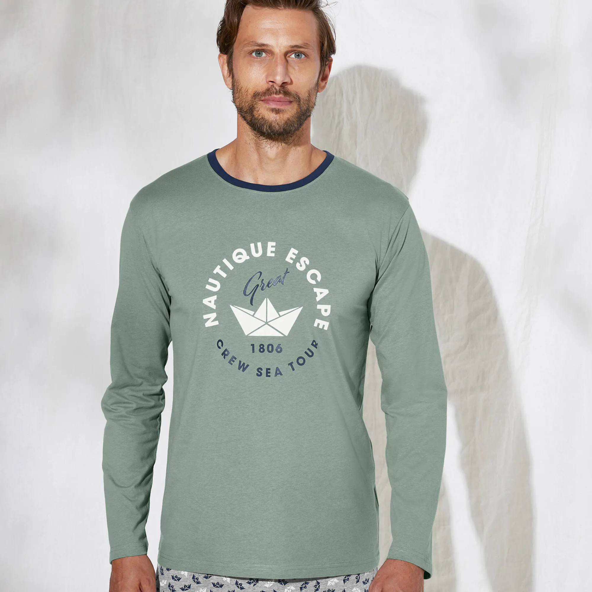 Pyjama En Kamerjas<Blancheporte Bedrukt pyjamashirt met lange mouwen groen