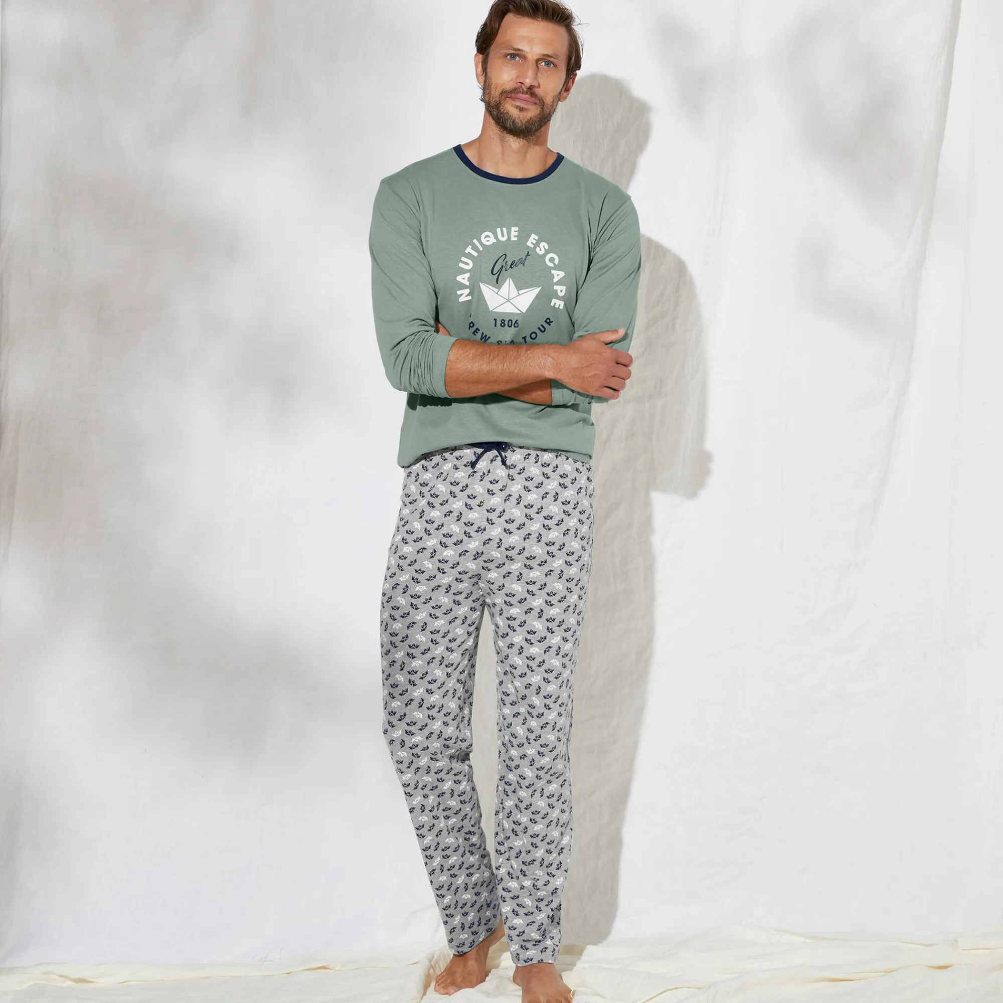 Pyjama En Kamerjas<Blancheporte Bedrukt pyjamashirt met lange mouwen groen