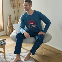 Pyjama En Kamerjas<Blancheporte Bedrukt pyjamashirt met lange mouwen grijsblauw