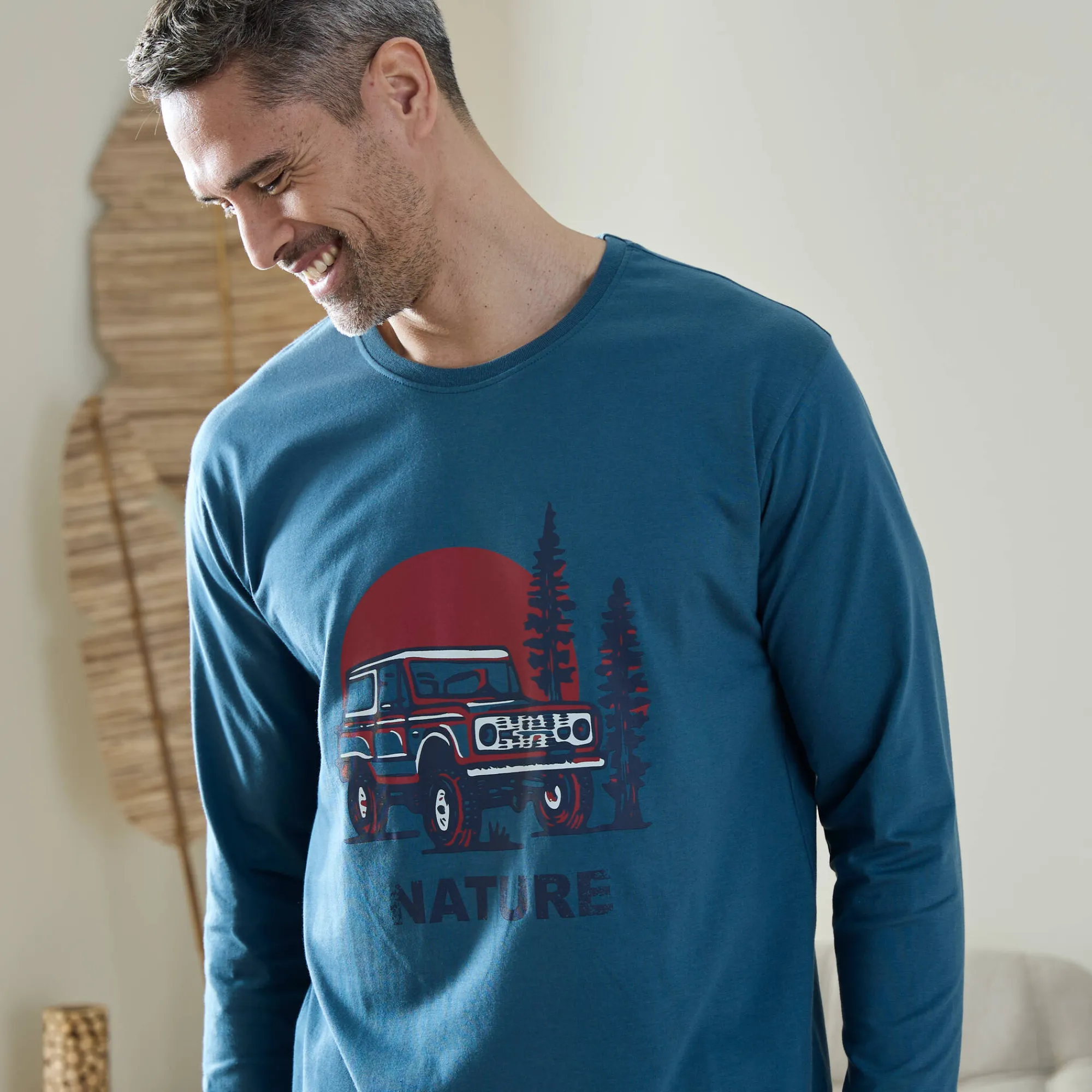 Pyjama En Kamerjas<Blancheporte Bedrukt pyjamashirt met lange mouwen grijsblauw