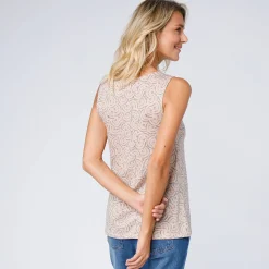 T-Shirt En Topje<Blancheporte Bedrukt topje met ronde hals beige / kaki