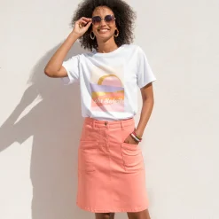 T-Shirt En Topje<Blancheporte Bedrukt T-shirt, loose volume wit / perzik