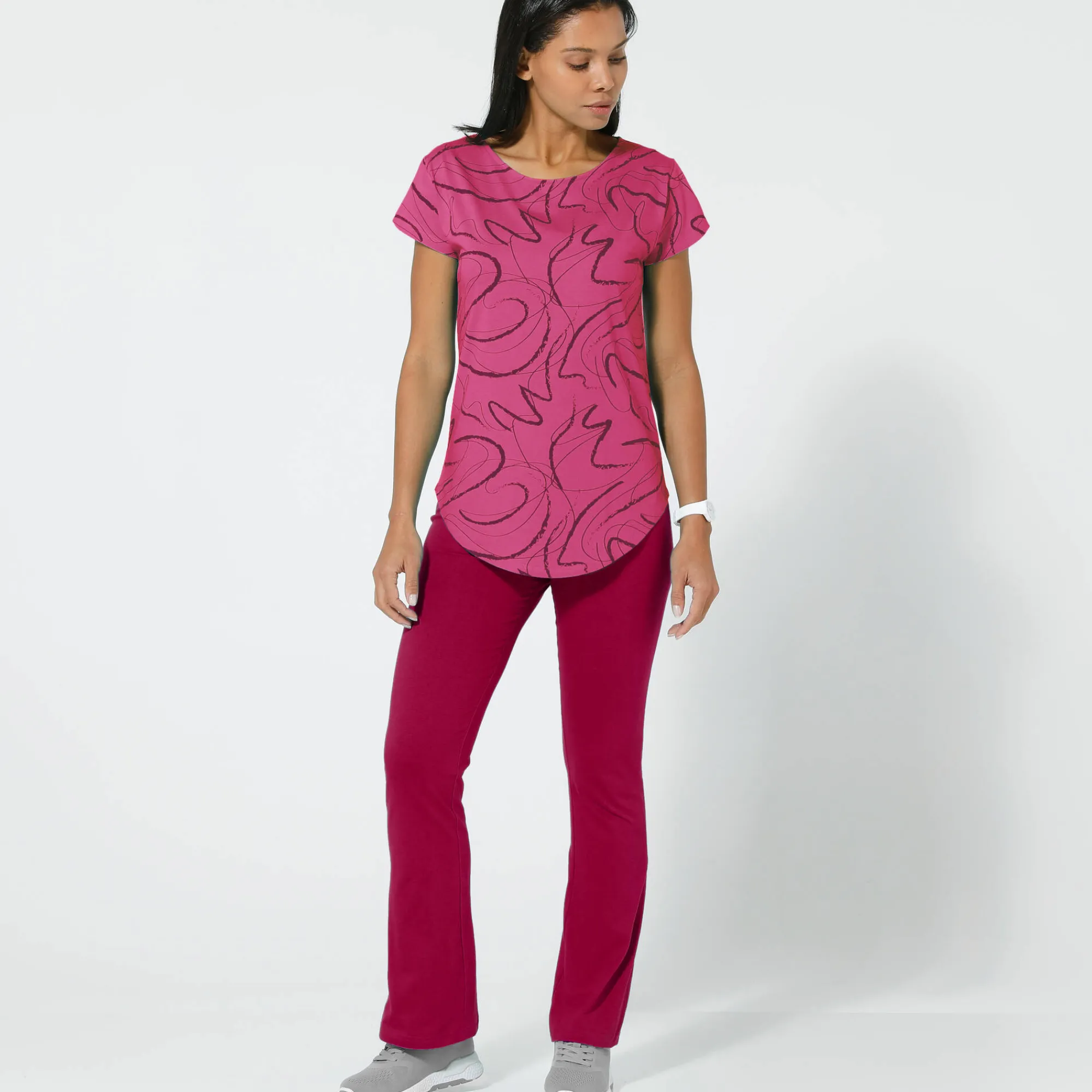 T-Shirt En Topje<Blancheporte Bedrukt T-shirt met korte mouwen framboos