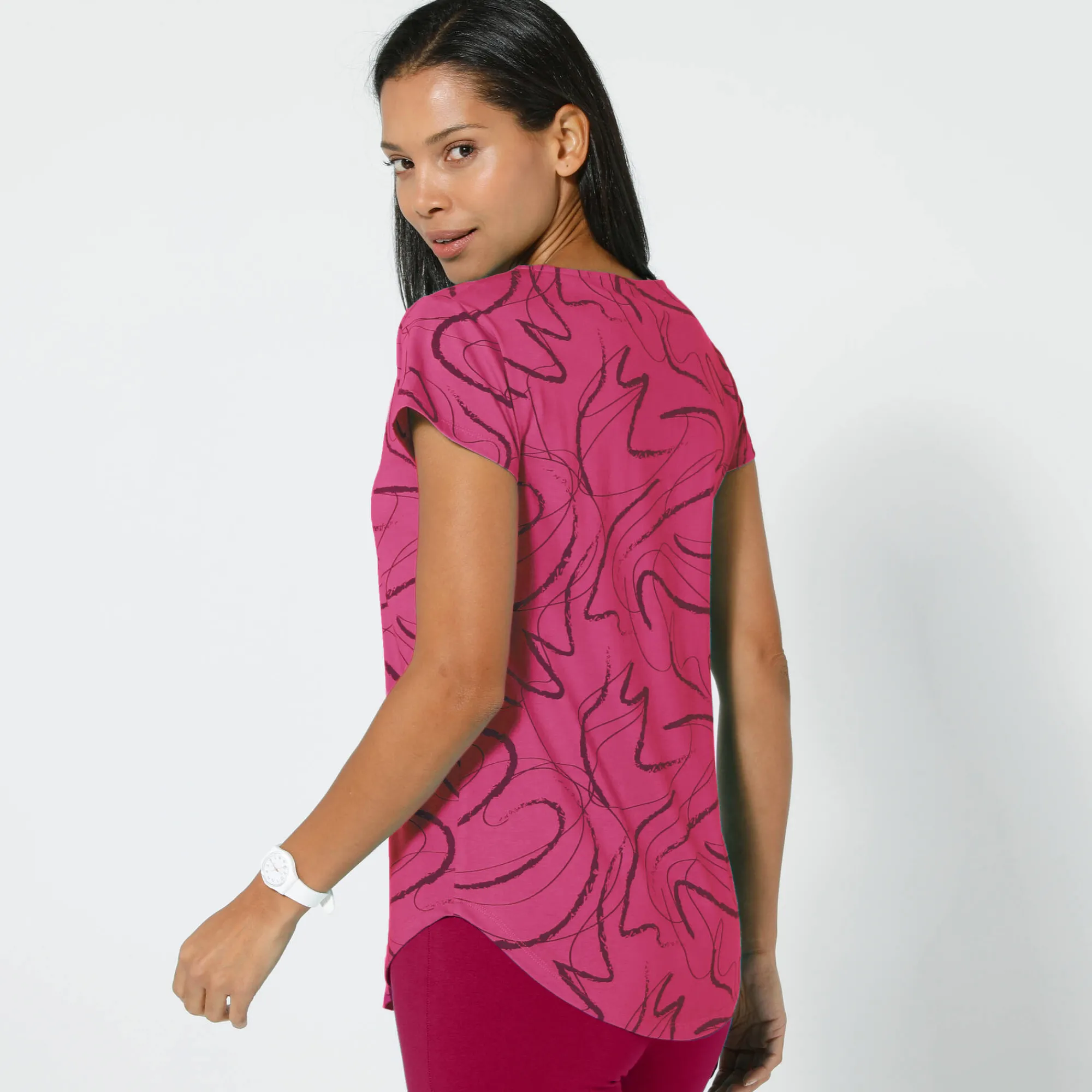 T-Shirt En Topje<Blancheporte Bedrukt T-shirt met korte mouwen framboos