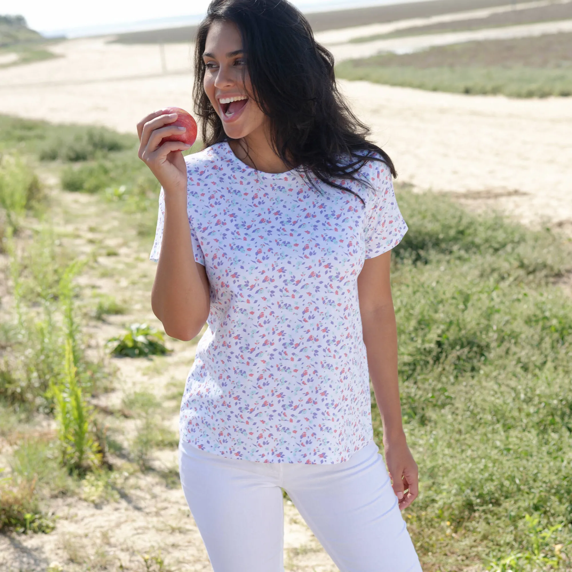 T-Shirt En Topje<Blancheporte Bedrukt T-shirt met korte mouwen wit / aqua