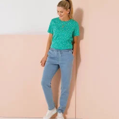 T-Shirt En Topje<Blancheporte Bedrukt T-shirt met korte mouwen muntgroen / ecru