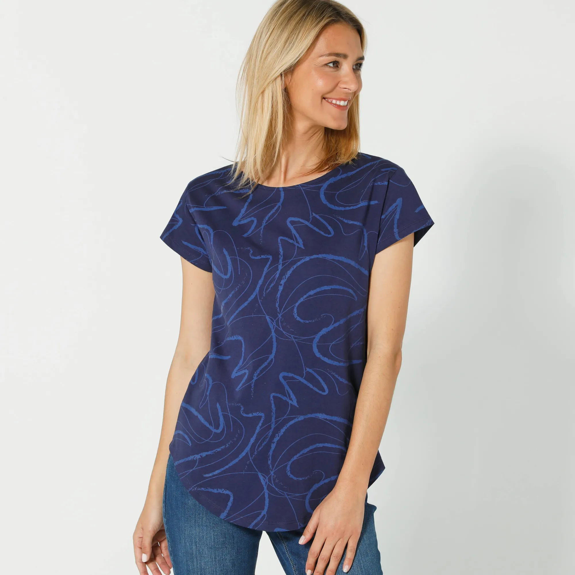 T-Shirt En Topje<Blancheporte Bedrukt T-shirt met korte mouwen marine