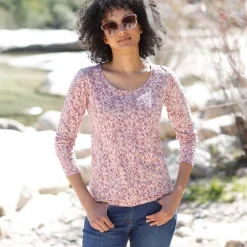 T-Shirt En Topje<Blancheporte Bedrukt T-shirt met lange mouwen in biokatoen(**) roze