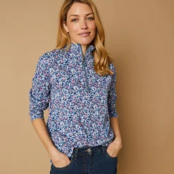 T-Shirt En Topje<Blancheporte Bedrukt T-shirt met opstaande ritskraag grijsblauw