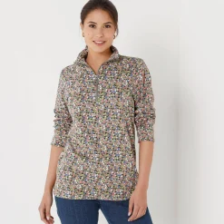 T-Shirt En Topje<Blancheporte Bedrukt T-shirt met opstaande ritskraag kaki