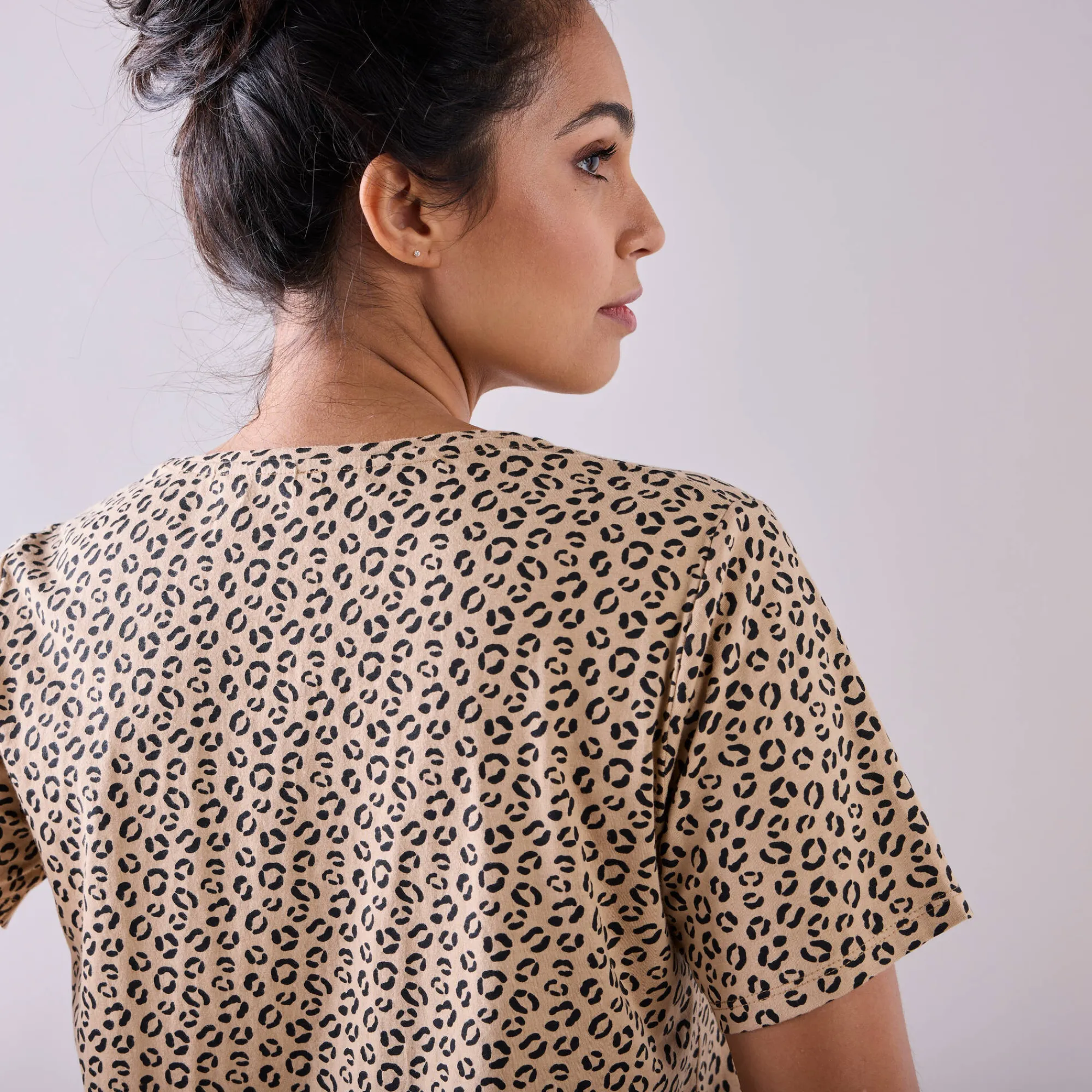 T-Shirt En Topje<Blancheporte Bedrukt T-shirt met ronde hals en korte mouwen beige / zwart