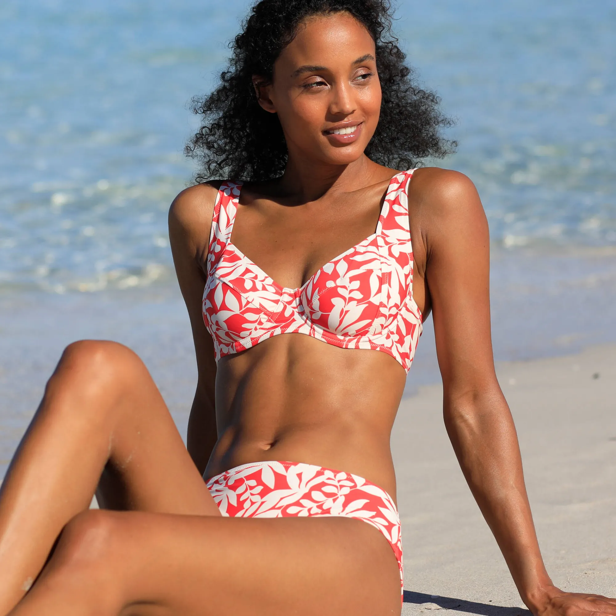 Badmode|Badmode<Blancheporte Bedrukte bikinislip in midimodel Linao grenadine / ecru